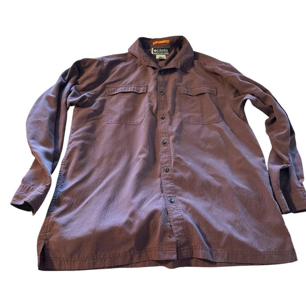 Vintage Columbia Men's Purple Checkered Shirt